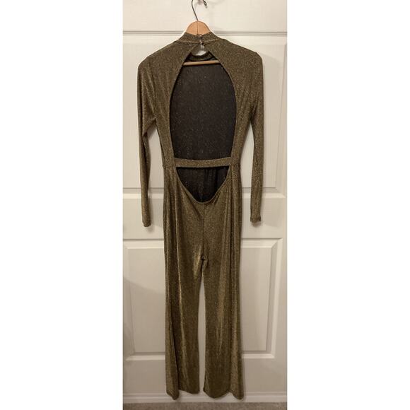 Revolve Superdown Metallic Nissa Open Back Flare Leg Jumpsuit, M - Picture 7 of 9